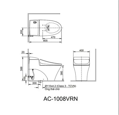 bản vẽ kĩ thuật bồn cầu 1 khối Inax AC-1008VRN