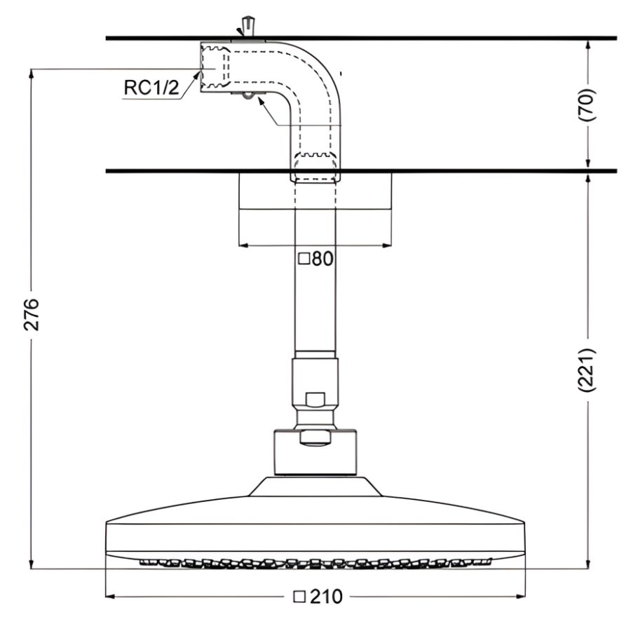 bản vẽ kích thước sen tắm gắn tường toto tbw02003b1a