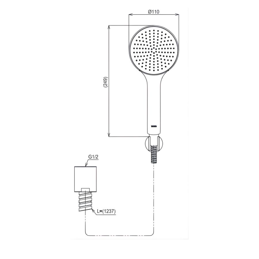 bản vẽ kích thước bát sen cầm tay toto tbw09000v