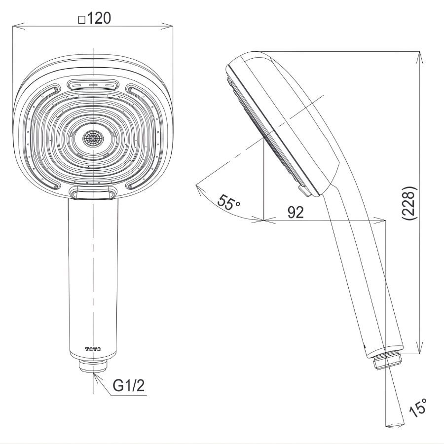 bản vẽ kích thước bát sen cầm tay toto tbw15ce0a