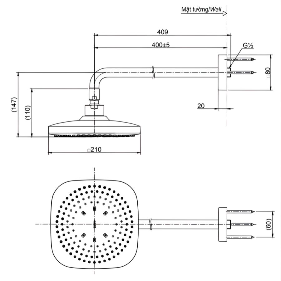 bản vẽ kích thước bát sen gắn tường toto tbw02003a