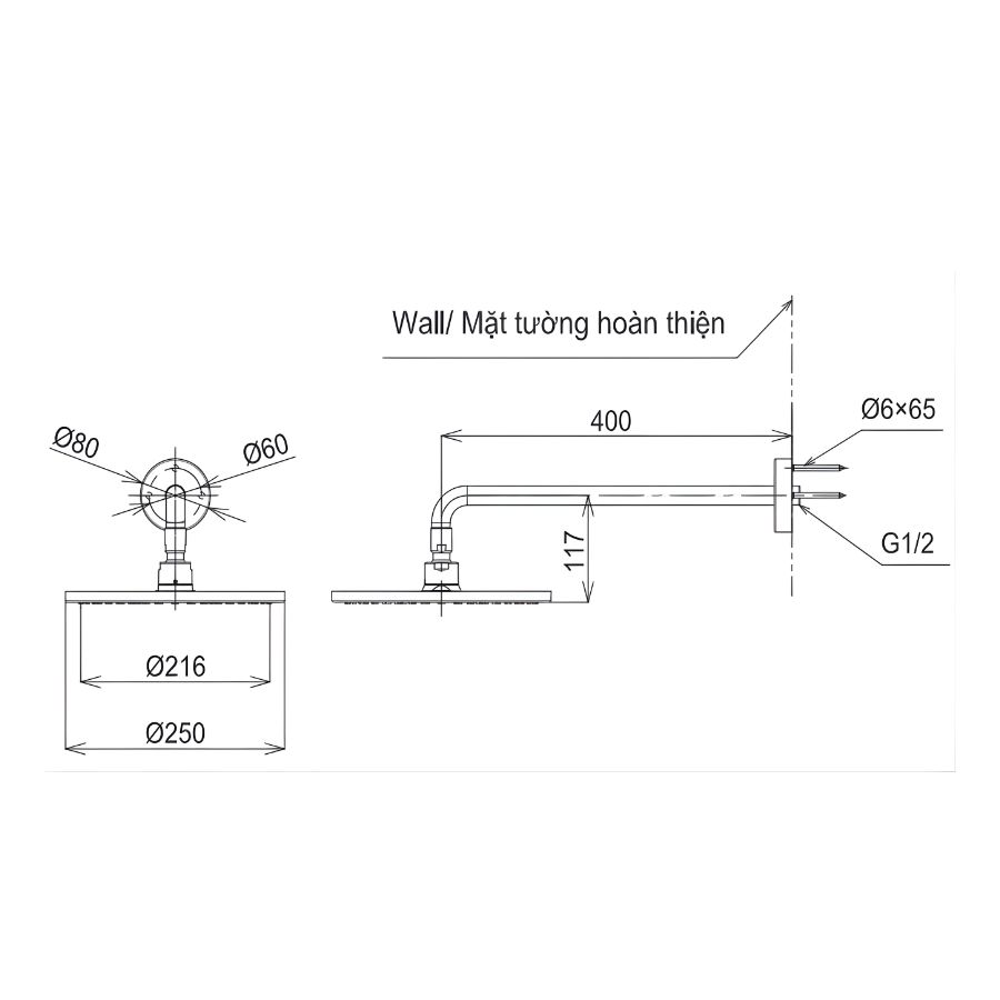 bản vẽ kích thước bát sen gắn tường toto tbw07002a