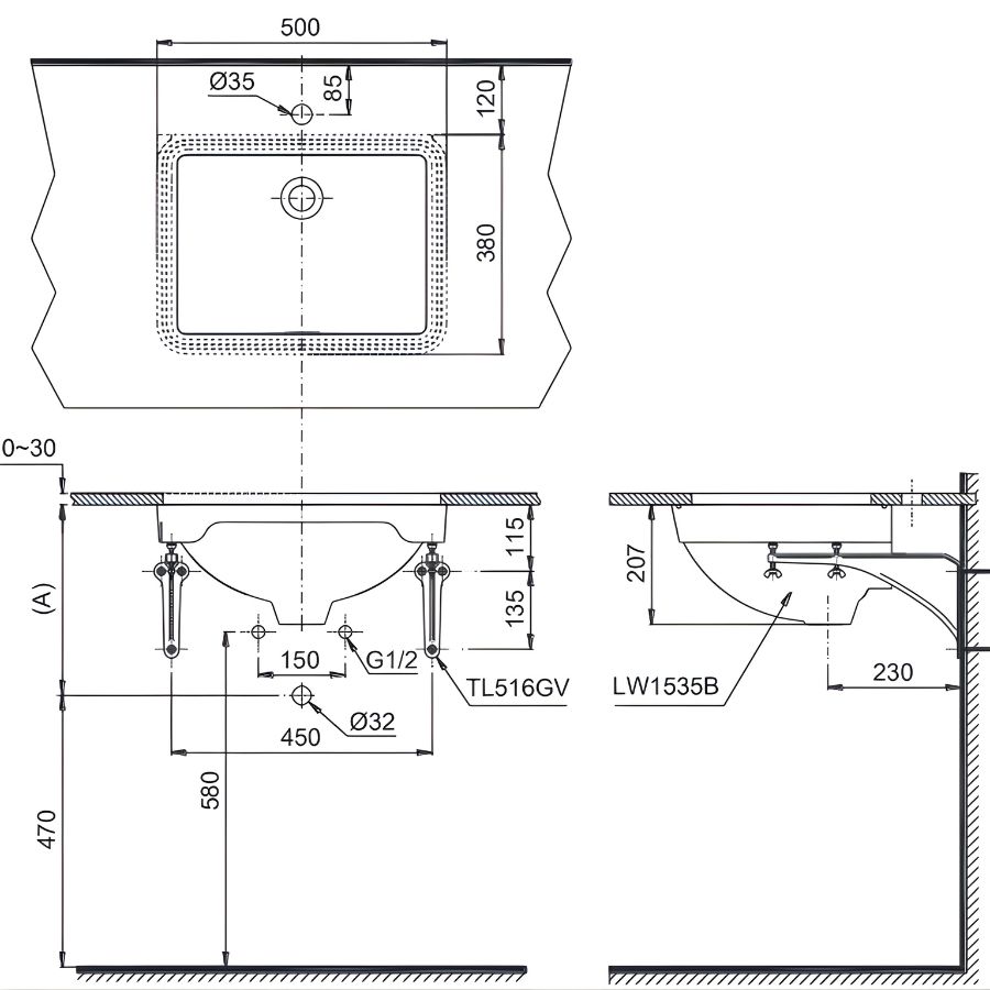 ban ve kich thuoc chau rua am ban toto lw1535v