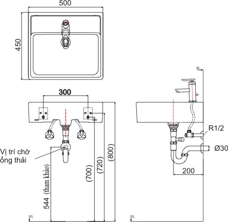 bản vẽ kỹ thuật chậu lavabo đặt bàn inax al-293v