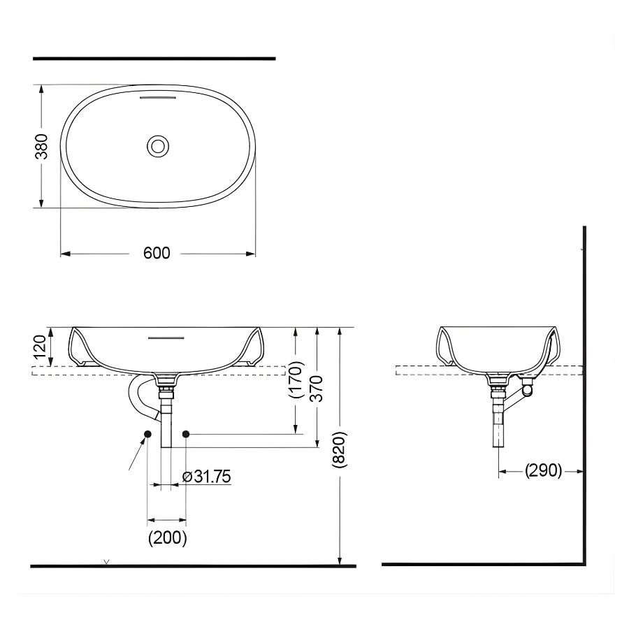 bản vẽ kích thước chậu lavabo toto đặt bàn pjs05we#gw