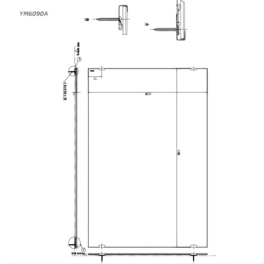 bản vẽ kích thước gương phòng tắm toto