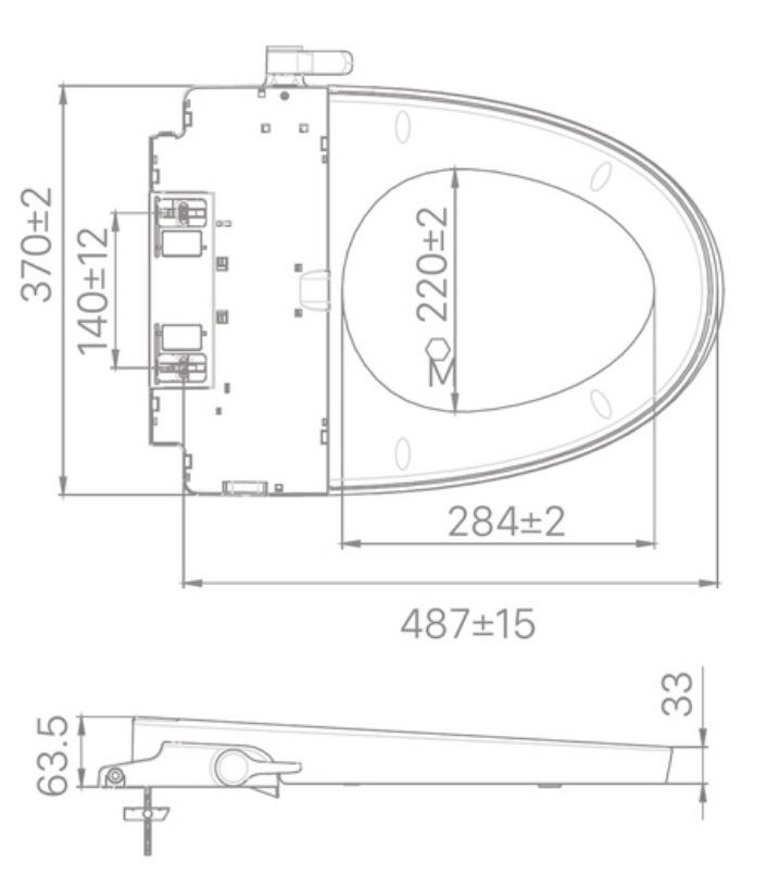 bản vẽ kích thước nắp rửa cơ inax cw-s32vn