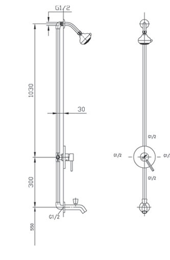 bản vẽ kích thước sen tắm âm tường inax bfv-28s