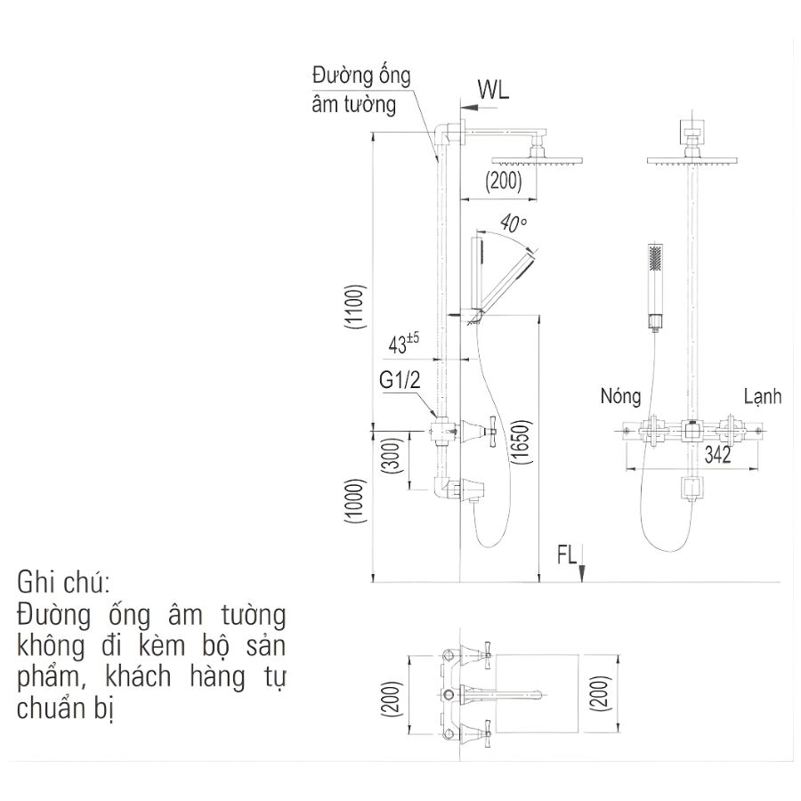 bản vẽ kích thước sen âm tường inax bfv-81sehw