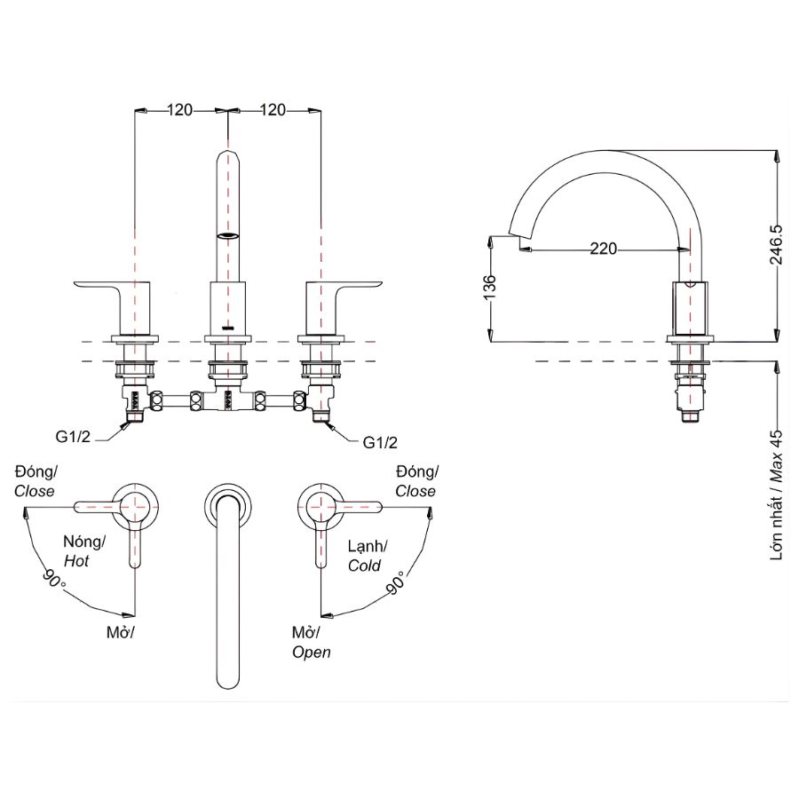 ban ve kich thuoc voi xa bon toto 3 lo tbs1201ba
