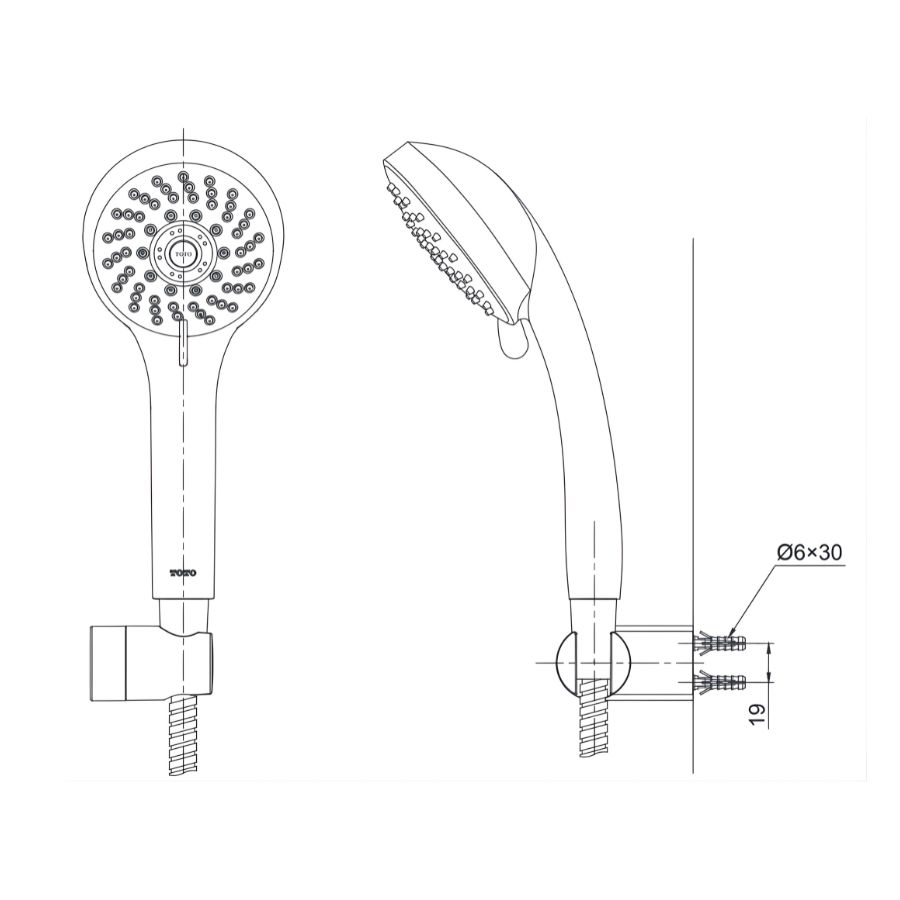 bản vẽ kích thước sen cầm tay toto dgh108zr