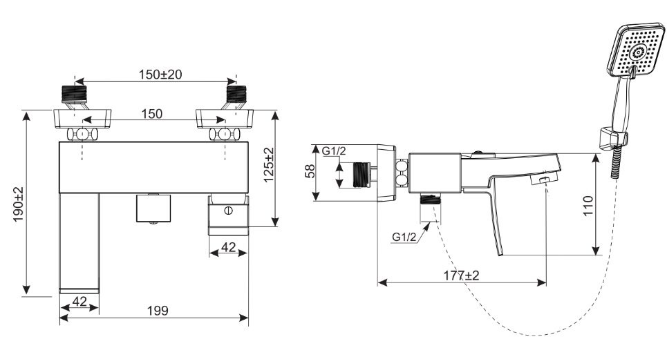 bản vẽ kích thước vòi sen tắm inax bfv-403s