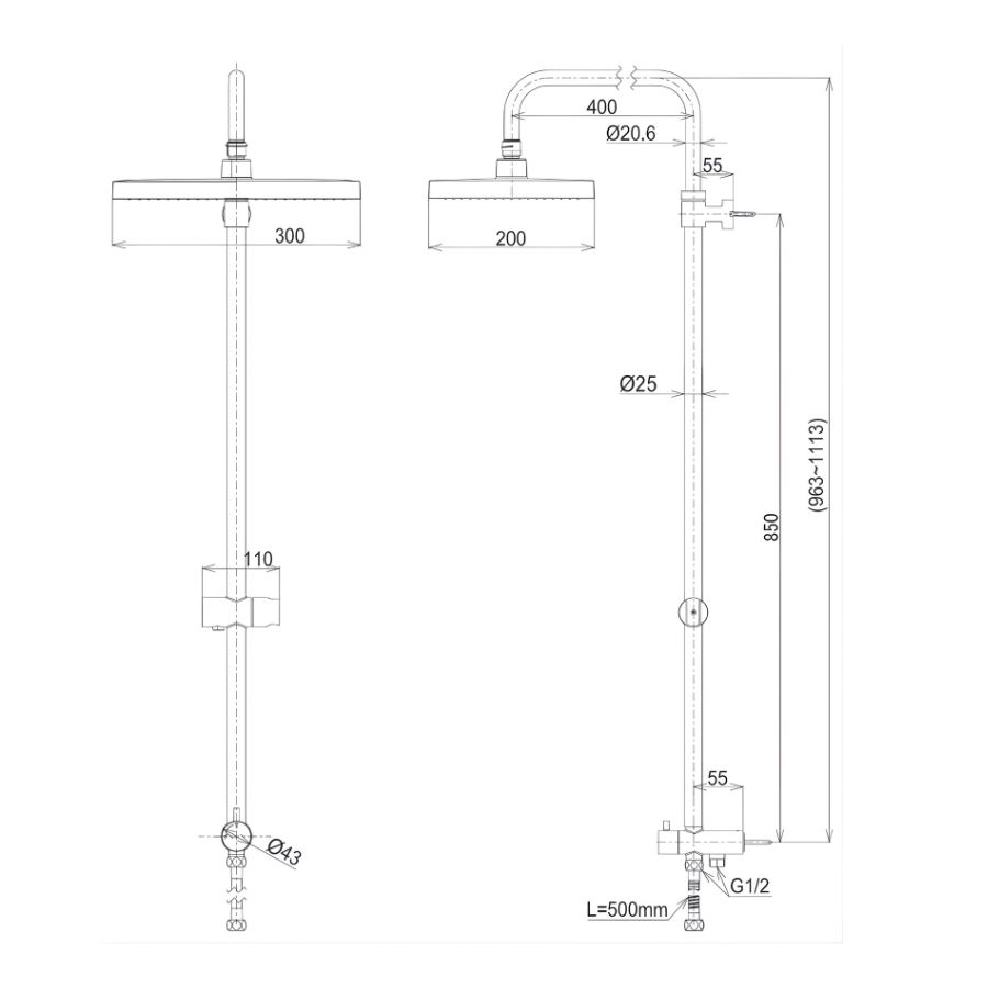 bản vẽ kích thước sen cây toto tbw13040v