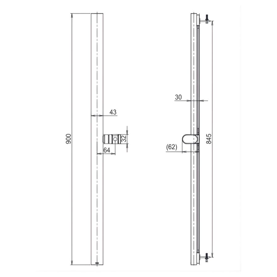 bản vẽ kích thước thanh sen tắm toto tbw106v0a