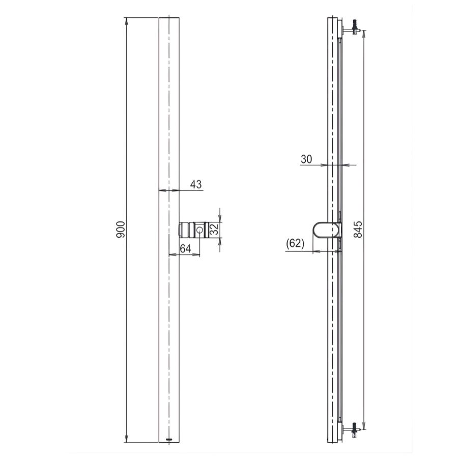 bản vẽ kích thước thanh trượt sen tắm toto tbw160v0a