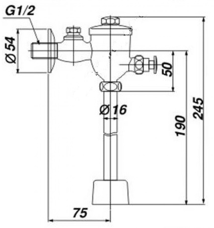 bản vẽ kích thước van xả tiểu nam inax uf-7b