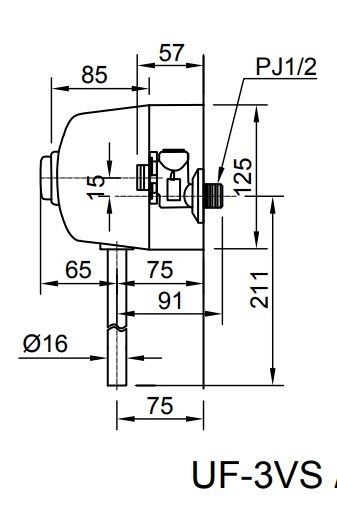 bản vẽ kỹ thuật van xả tiểu nam inax uf-3vs