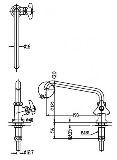 bản vẽ kích thước vòi chậu lạnh inax lf-14-13