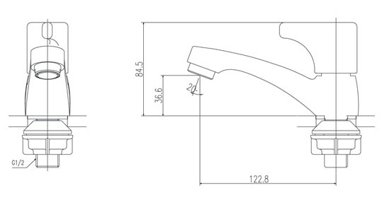 bản vẽ kích thước vòi chậu lạnh lfv-13b