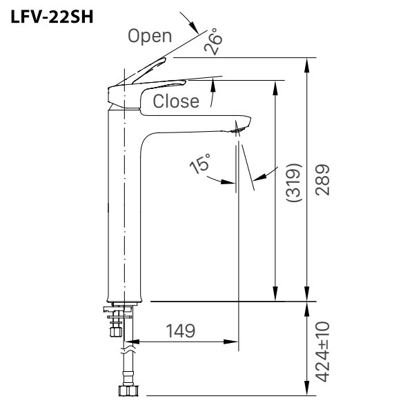 bản vẽ kích thước vòi chậu nóng lạnh inax lfv-22sh