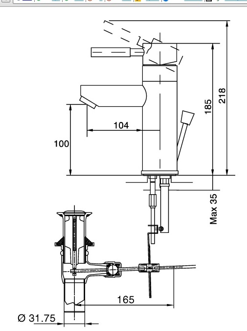 bản vẽ kích thước vòi lavabo ijnax lfv-8000s