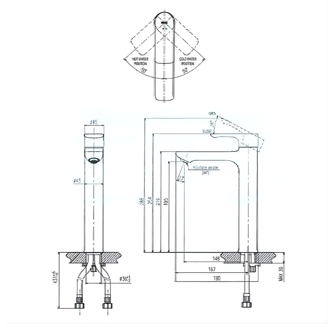 bản vẽ kích thước vòi chậu lavabo inax lfv-612s