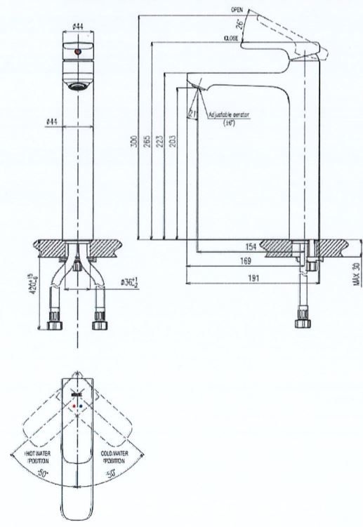 bản vẽ kích thước vòi chậu lavabo inax lfv-632sh