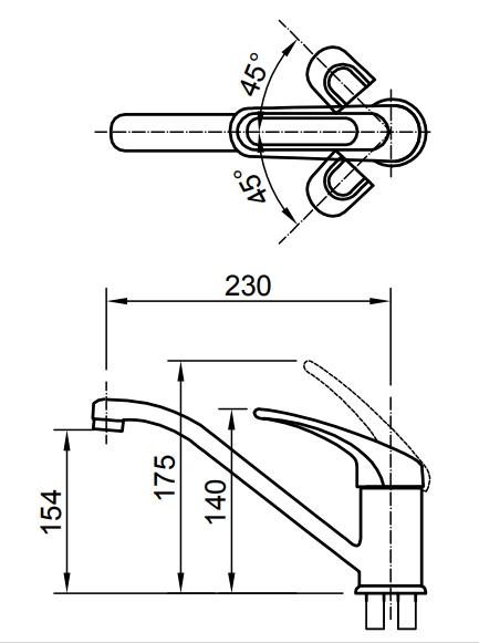bản vẽ kích thước vòi rửa bát inax sfv-112s