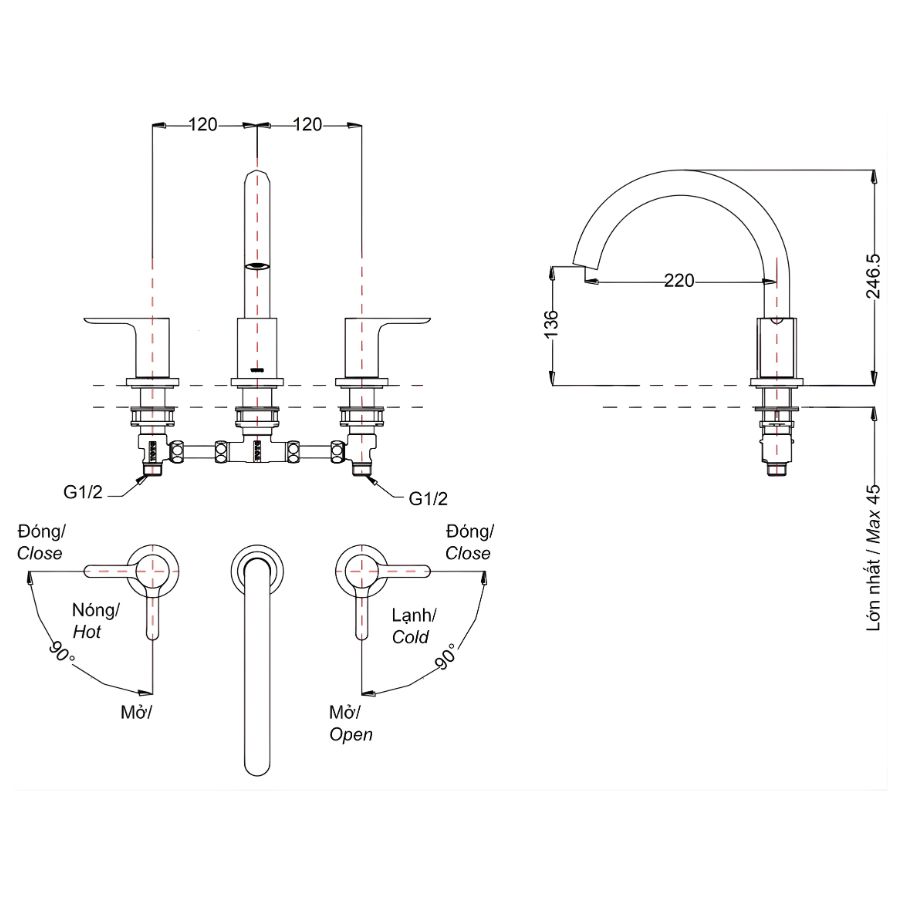 ban ve kich thuoc voi xa bon toto 3 lo tbs02201ba