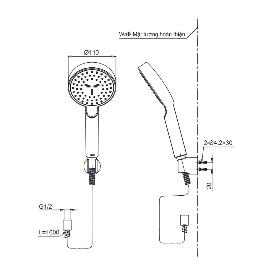 bản vẽ kỹ thuật sem tắm cầm tay toto tbw07008a