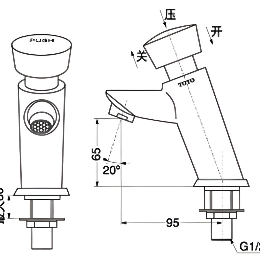 bản vẽ kỹ thuật vòi chậu lavabo lạnh toto dl102