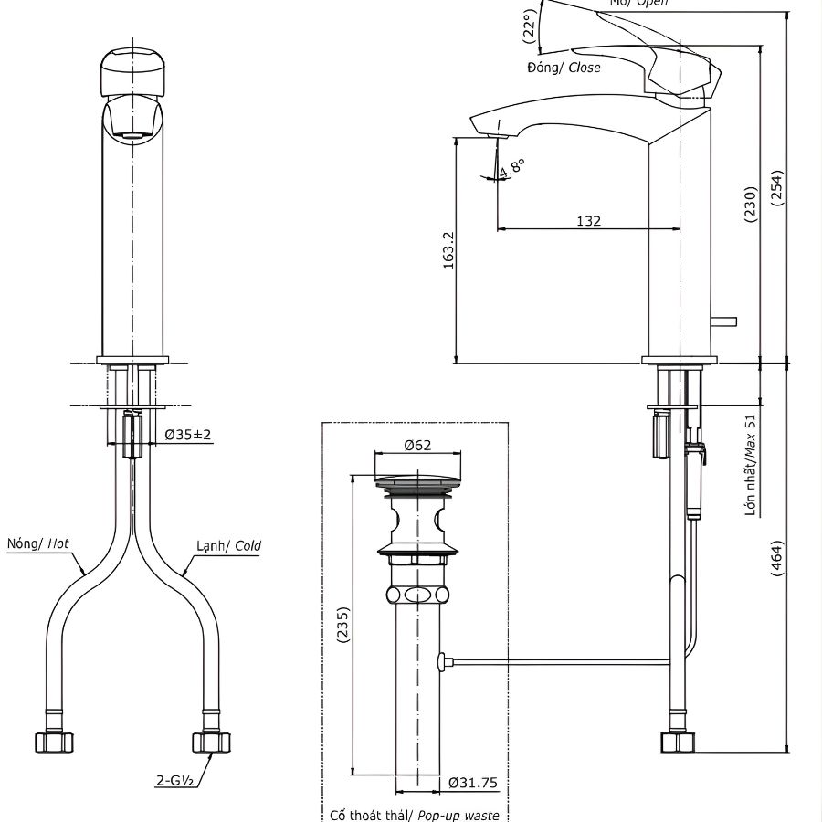 bản vẽ kỹ thuật vòi chậu lavabo tlg09303v