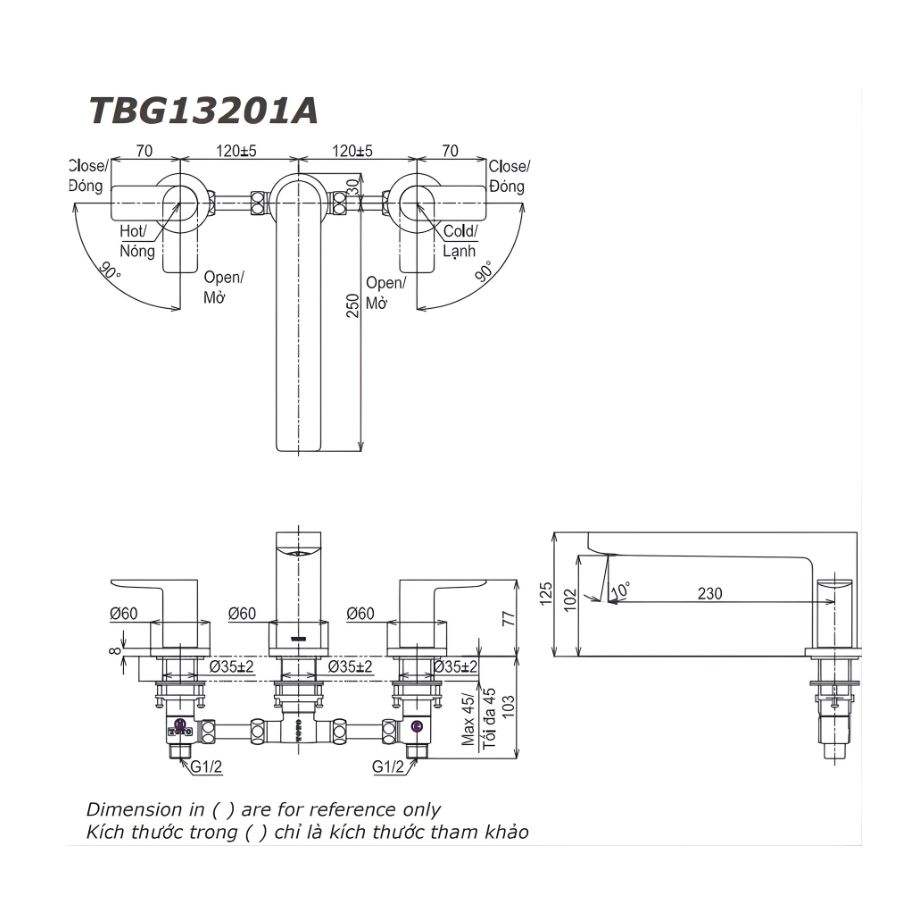 bản vẽ kỹ thuật vòi xả bồn toto tlg13201a