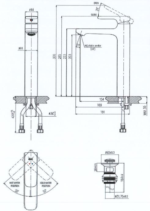 bản vẽ kích thước vòi chậu lavabo inax lfv-632sh-2