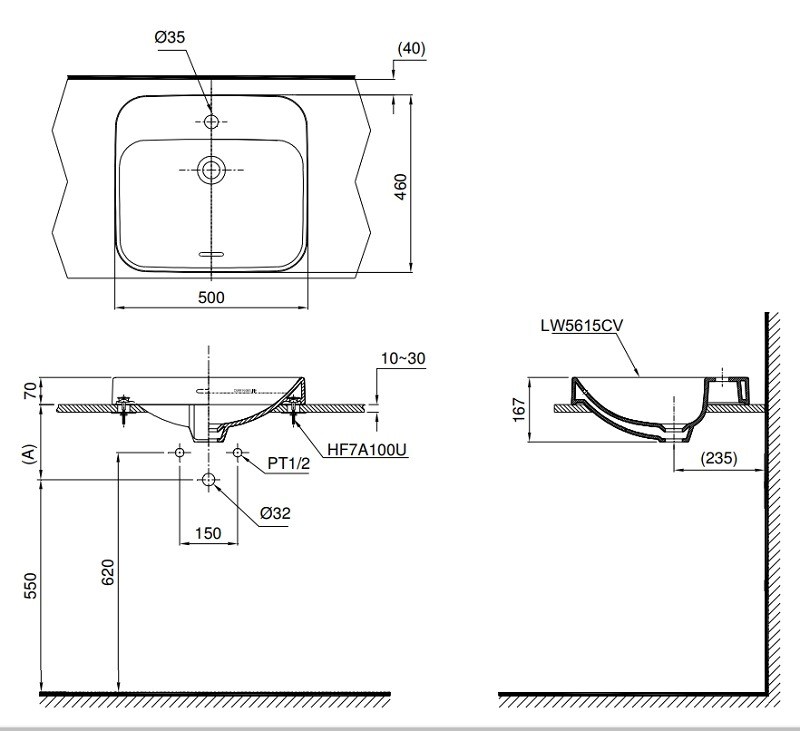 Chậu Rửa Lavabo Toto LT5615C#XW Đặt Bàn