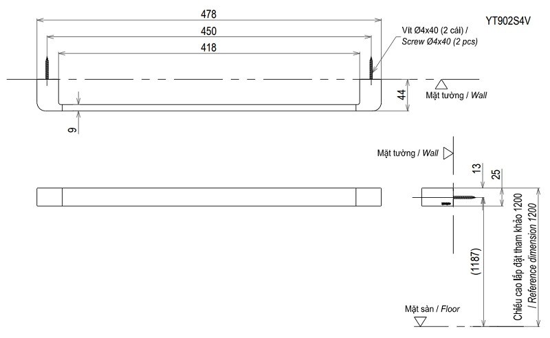 Móc treo khăn tắm vệ sinh TOTO YT902S4V