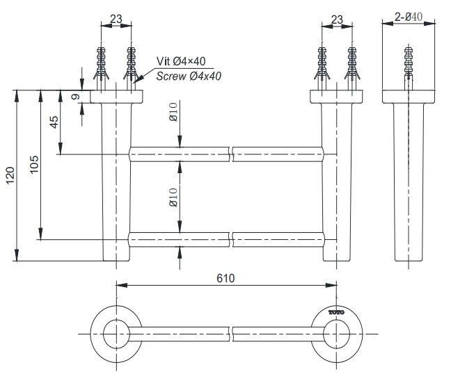 Thanh treo khăn tắm vệ sinh TOTO YT406W6V