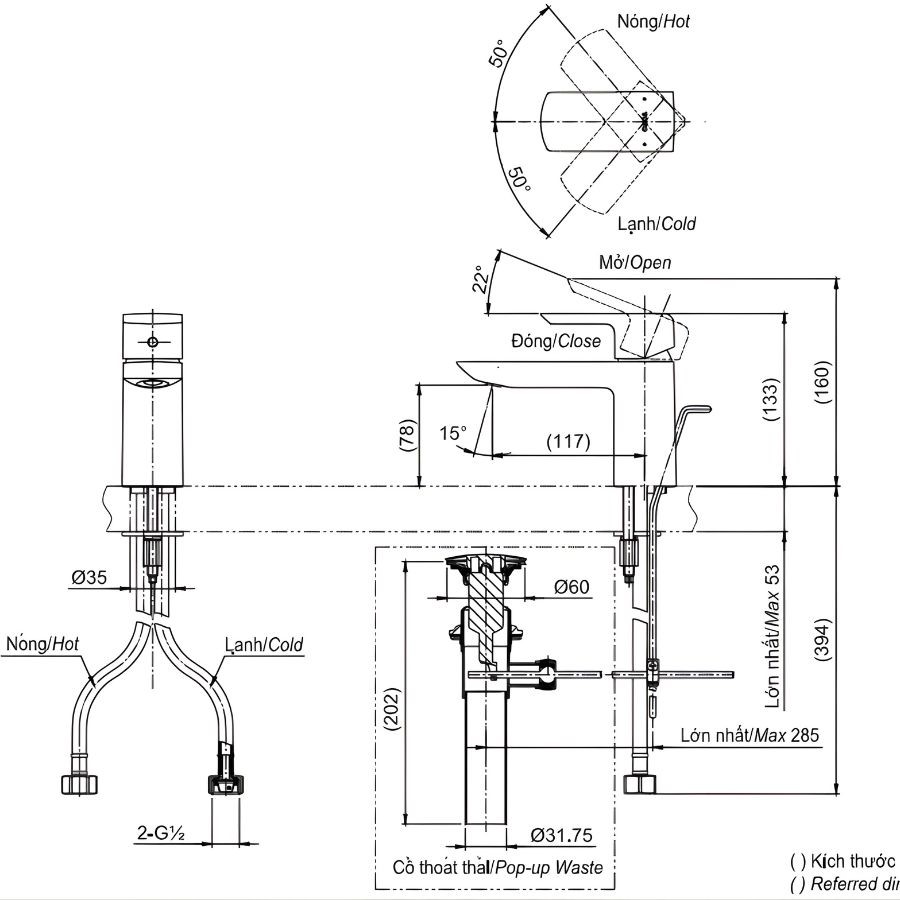 Vòi lavabo nóng lạnh TOTO TLG02301