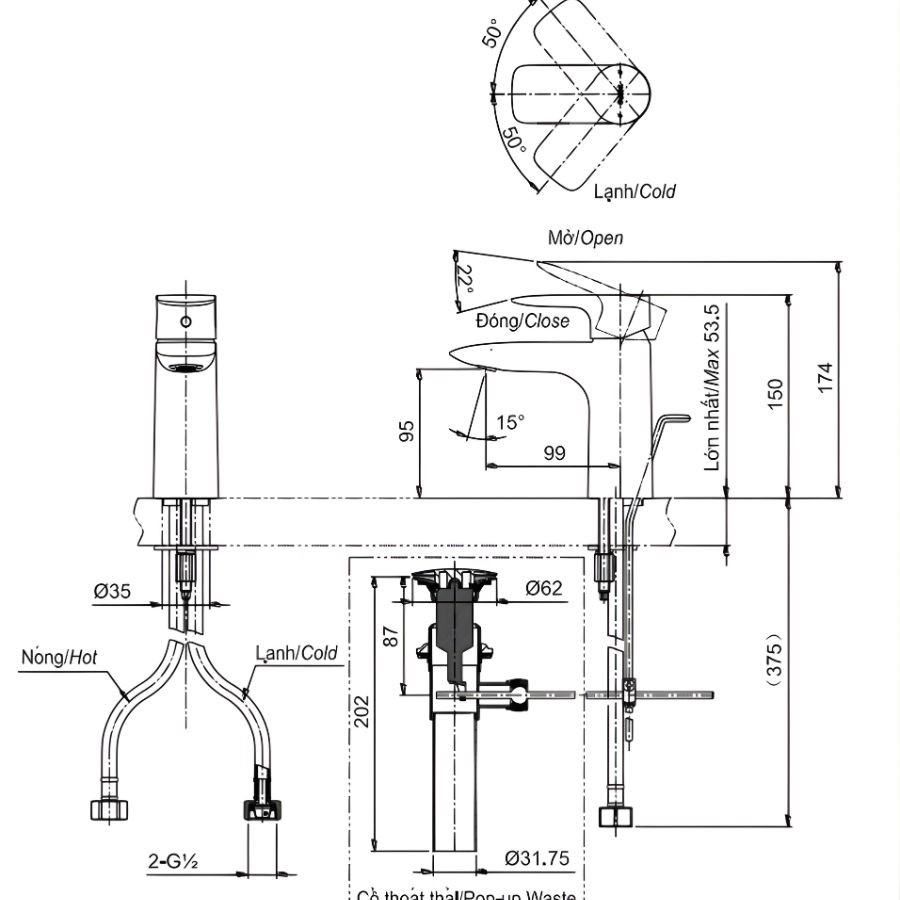 Vòi lavabo nóng lạnh TOTO TLG04301V