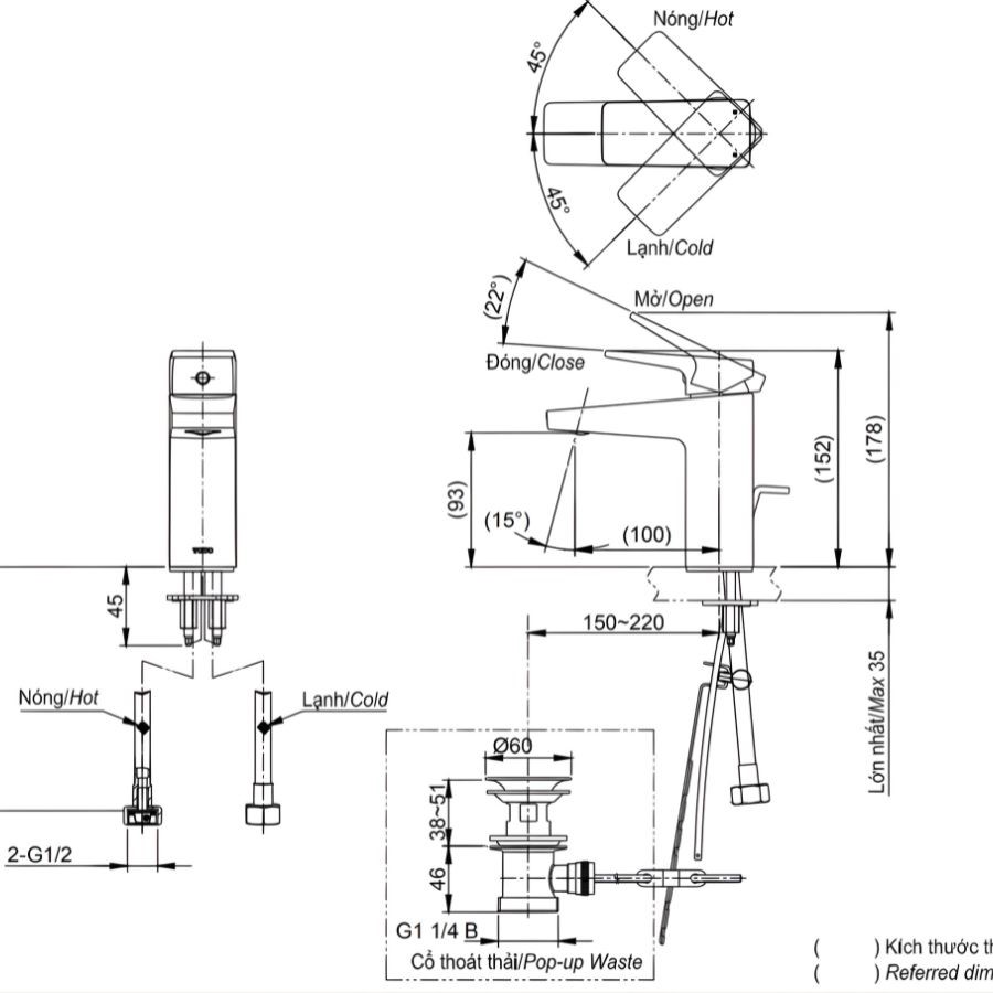 Vòi lavabo nóng lạnh TOTO TVLM108RU