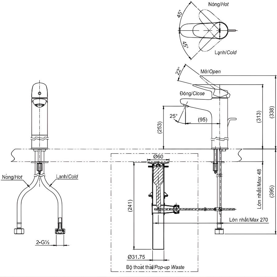 Vòi lavabo nóng lạnh TOTO TLS04306V