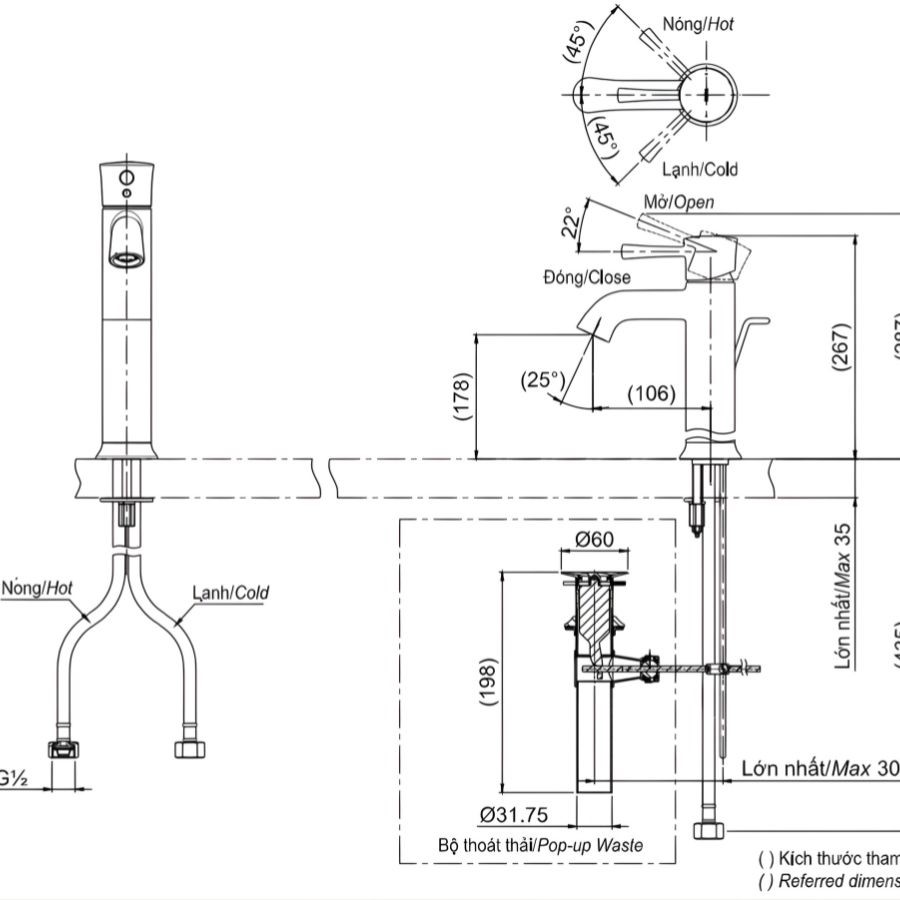 Vòi lavabo nóng lạnh TOTO TLS02303V
