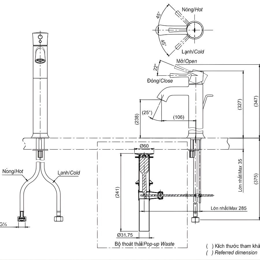 Vòi lavabo nóng lạnh TOTO TLS02305V