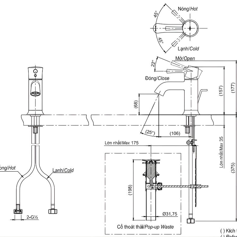 Vòi lavabo nóng lạnh TOTO TLS02301V