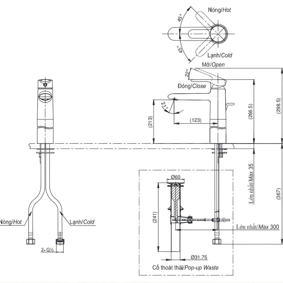 Vòi lavabo nóng lạnh TOTO TVLM112NS
