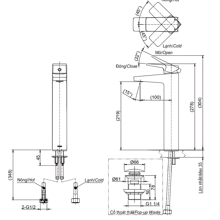 Vòi lavabo nóng lạnh TOTO TVLM109RU