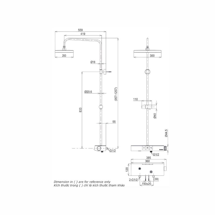 Thân Sen Cây Tắm Đứng TOTO TBW12400V