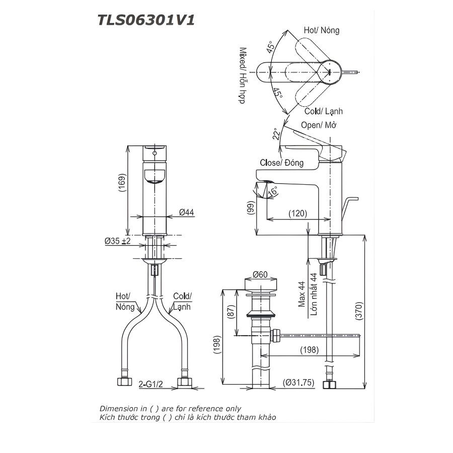 Vòi lavabo nóng lạnh TOTO TLS06301V1