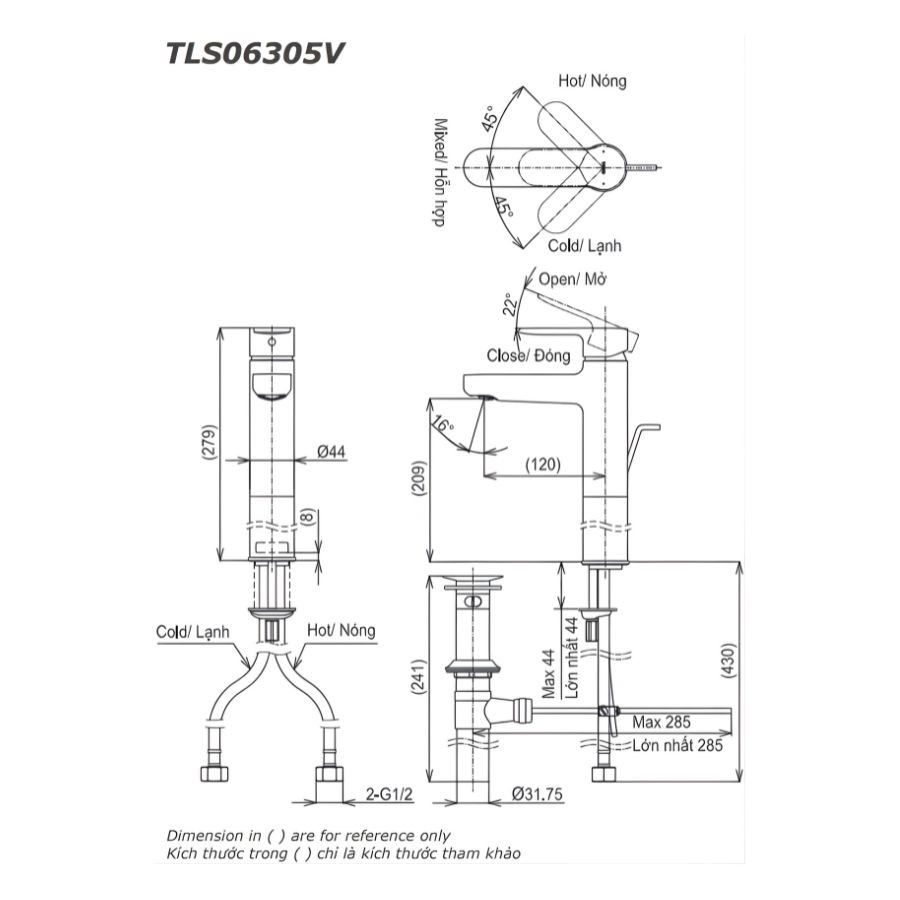 Vòi lavabo nóng lạnh TOTO TLS06305V
