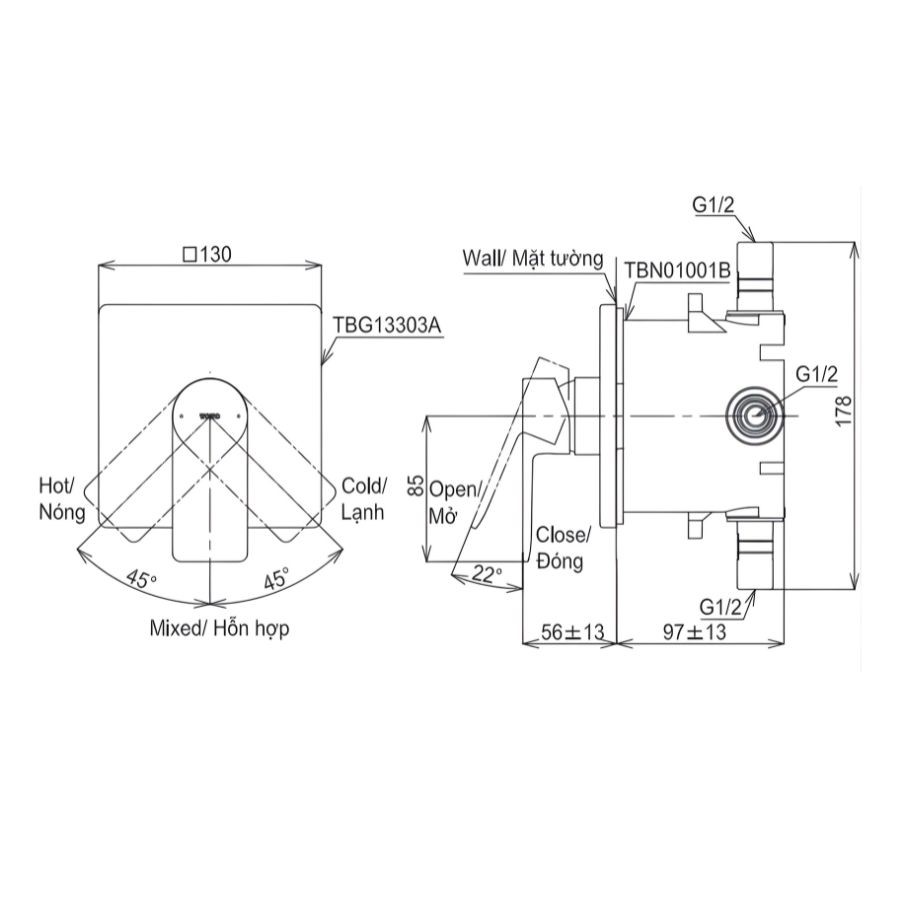 Van điều chỉnh nhiệt TOTO TBG13303A